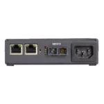 Black Box Compact Gigabit Ethernet Media Converter LGC5152A side view showing 4-inch depth enclosure with rubber feet for desktop placement and optional rack-mount compatibility