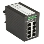 Black Box LGH008A Gigabit switch side view showing compact enclosure for desktop or wall-mount deployment