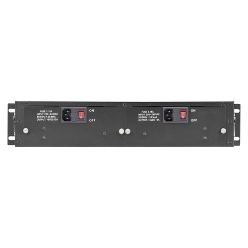 Black Box LHGC-RACK rackmount shelf back view with vented steel construction and cable management slots