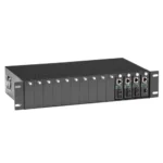 Black Box LHGC-RACK rackmount shelf front view with 1U ventilated design for supporting media converters or small switches