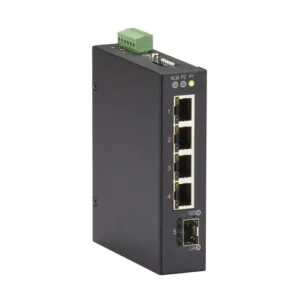 Black Box LIG401A industrial Gigabit Ethernet switch front view with Gigabit Ethernet ports and LED status indicators for industrial networks