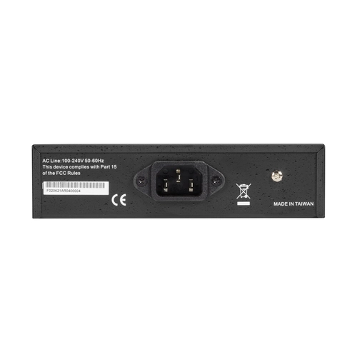 Black Box LPS500A-MM-LC-R3 media converter back view with power input and configuration options