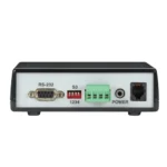 Black Box ME800A-R4 Ethernet extender back view with power input and configuration switches