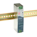 Black Box SDR-240-48 power supply side view showing DIN-rail mounting profile for control cabinet installation