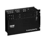 Black Box SM960A single-mode fiber optic cable front view with connector terminations and yellow jacketed cable