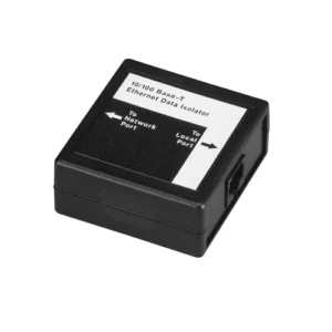 Black Box SP426A data isolator front view showing RJ45 Ethernet ports for 10BASE-T/100BASE-TX network pass-through and LED status indicators