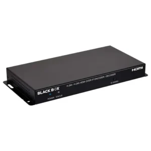 Black Box VS-2101X video scaler front view with HDMI input port, front-panel controls, and LED status indicators for signal and power
