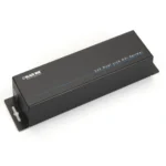 Black Box VSP-DLDVI1X2 DVI splitter front view with DVI-D input port, 2 DVI-D output ports, and LED status indicators for signal distribution