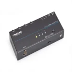 Black Box VSW-HDMI4X1-4K HDMI switch front view with 4 HDMI input ports, 1 HDMI output port, and front-panel selection buttons for 4K signal routing