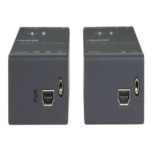 Black Box VX-HDMI-FO 3D HDMI fiber extender back view showing SC fiber optic connectors and power input