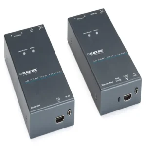 Black Box VX-HDMI-FO 3D HDMI fiber extender front view with HDMI ports and indicator LEDs
