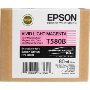 EPSON T580B00 Stylus Pro 3800/3880 Series UltraChrome K3 Vivid Light Magenta Ink Cartridge (80ml)